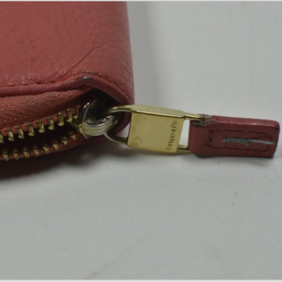 Tiffany & Co Tangerine & Blue Grain Leather Zippy Wallet w/ Box & Ribbon Etc VGC - Picture 4 of 6